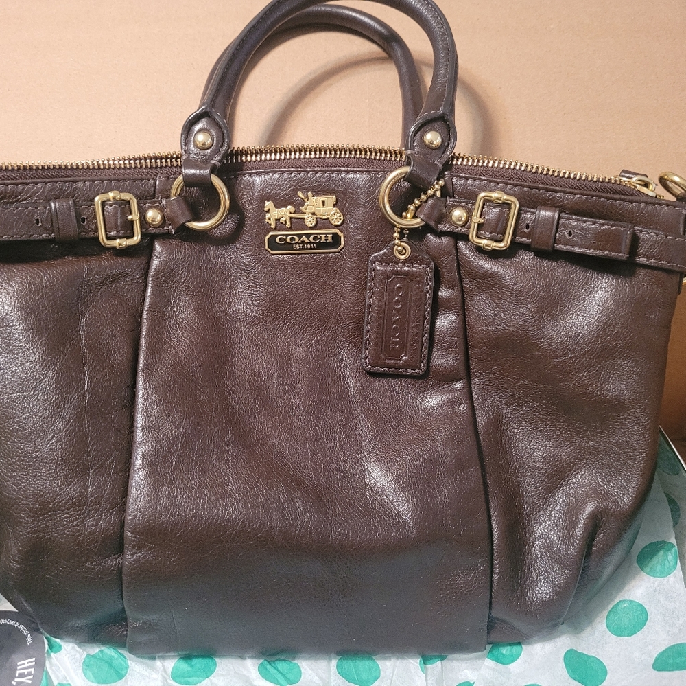Authentic Coach Sofia leather Satchel with shoulder strap